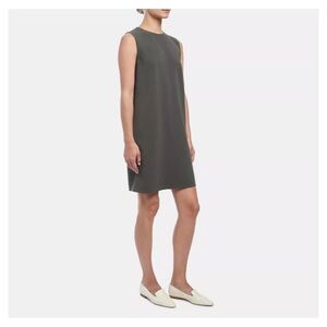 THEORY • Column Shift Dress in Green Slate